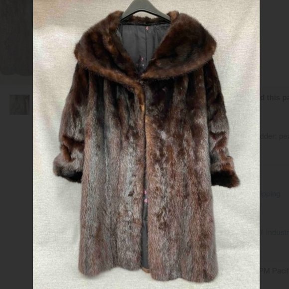100% Genuine Mink Fur Coat, Dark Brown, EUC - Picture 1 of 4